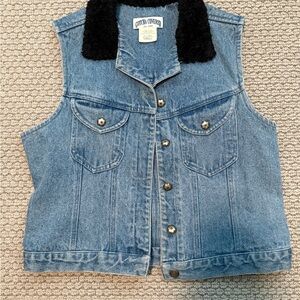 Denim Vest with Black Collar